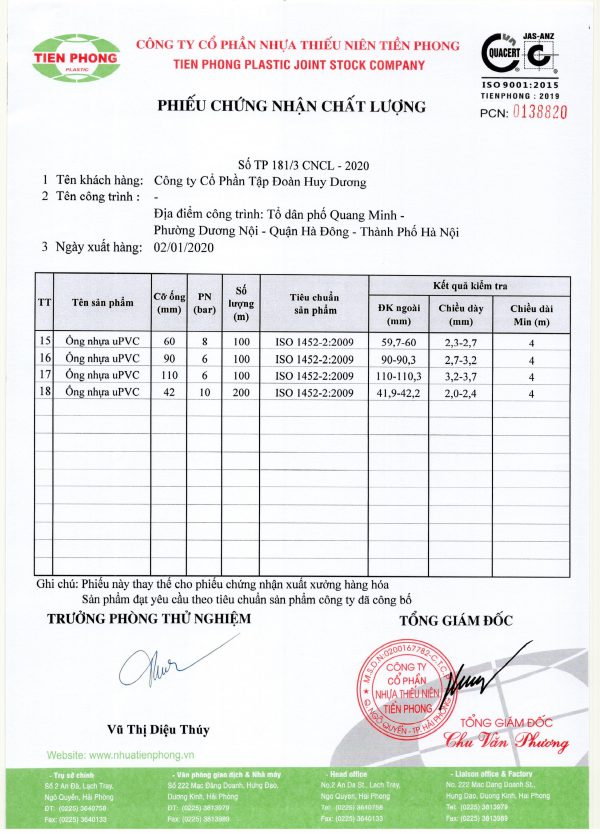 GCN Ống uPVC Tiền Phong 2